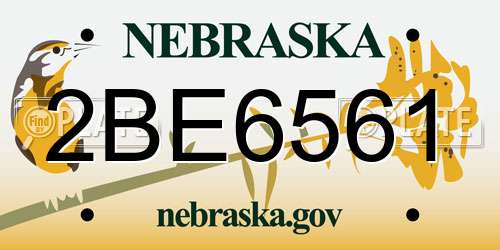 2BE6561 Nebraska License Plate