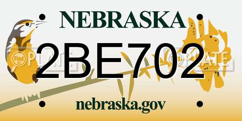 2BE702 Nebraska License Plate
