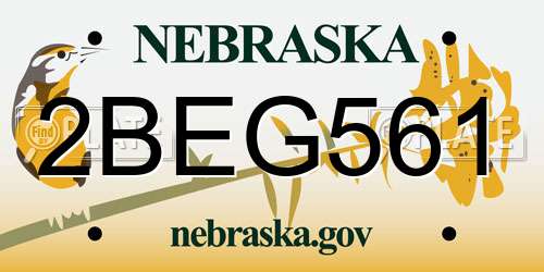 2BEG561 Nebraska License Plate