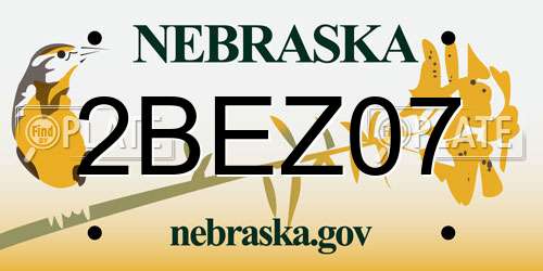 2BEZ07 Nebraska License Plate