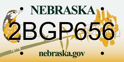 2BGP656 Nebraska License Plate