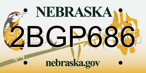 2BGP686 Nebraska License Plate