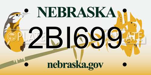 2BI699 Nebraska License Plate