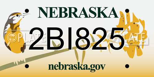 2BI825 Nebraska License Plate