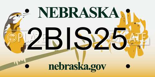 2BIS25 Nebraska License Plate