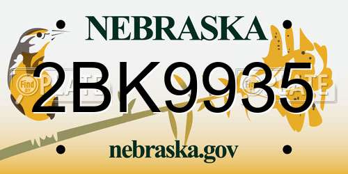2BK9935 Nebraska License Plate