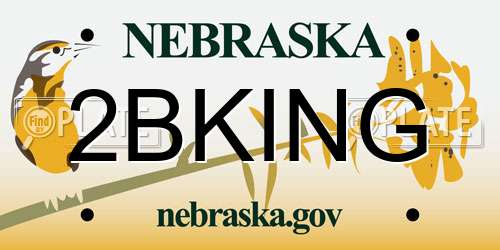 2BKING Nebraska License Plate