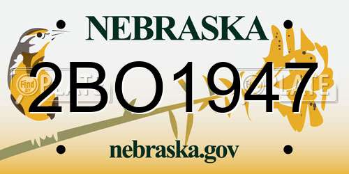 2BO1947 Nebraska License Plate