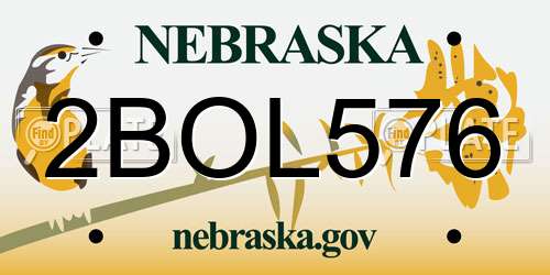 2BOL576 Nebraska License Plate