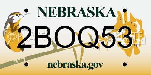 2BOQ53 Nebraska License Plate
