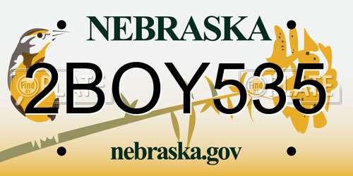 2BOY535 Nebraska License Plate