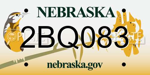 2BQ083 Nebraska License Plate