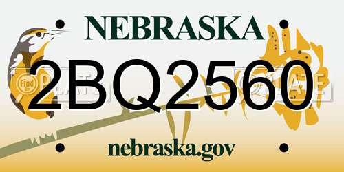 2BQ2560 Nebraska License Plate