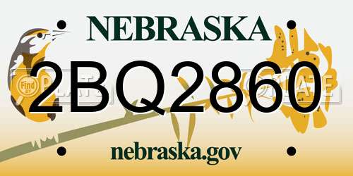 2BQ2860 Nebraska License Plate