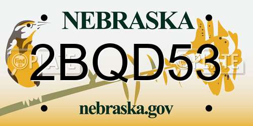 2BQD53 Nebraska License Plate
