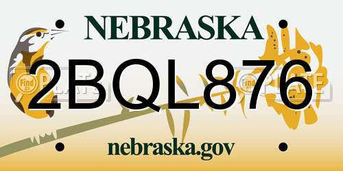 2BQL876 Nebraska License Plate