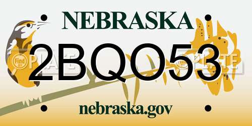 2BQO53 Nebraska License Plate