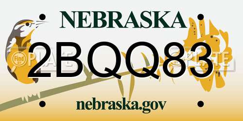 2BQQ83 Nebraska License Plate