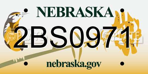 2BS0971 Nebraska License Plate