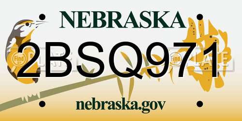 2BSQ971 Nebraska License Plate