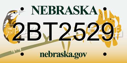 2BT2529 Nebraska License Plate