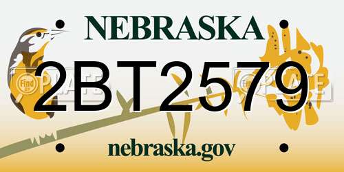 2BT2579 Nebraska License Plate