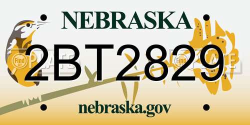 2BT2829 Nebraska License Plate