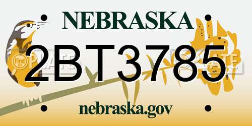 2BT3785 Nebraska License Plate