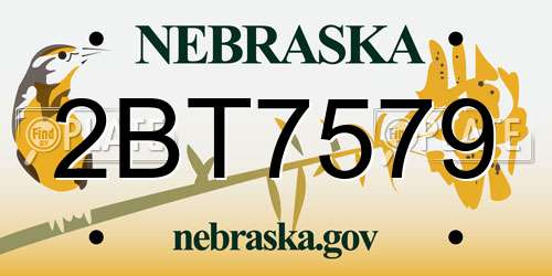 2BT7579 Nebraska License Plate