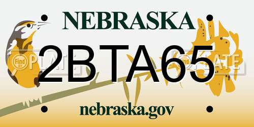 2BTA65 Nebraska License Plate