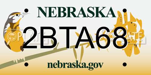 2BTA68 Nebraska License Plate