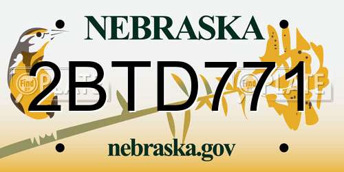 2BTD771 Nebraska License Plate