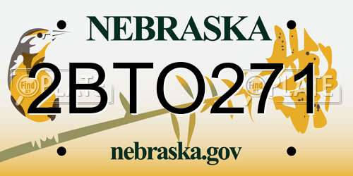 2BTO271 Nebraska License Plate
