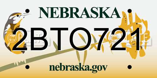2BTO721 Nebraska License Plate