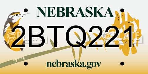 2BTQ221 Nebraska License Plate