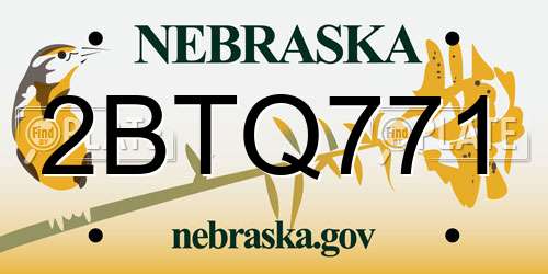 2BTQ771 Nebraska License Plate