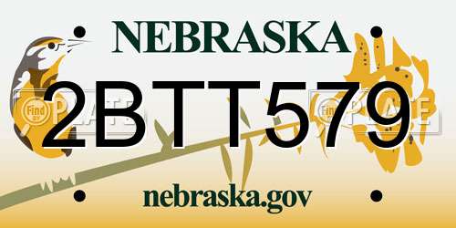 2BTT579 Nebraska License Plate