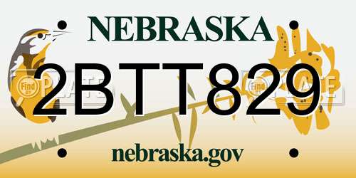 2BTT829 Nebraska License Plate