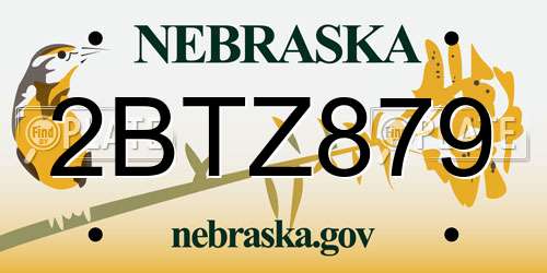 2BTZ879 Nebraska License Plate