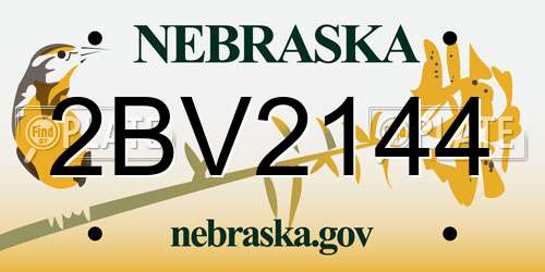 2BV2144 Nebraska License Plate