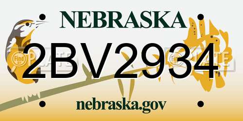 2BV2934 Nebraska License Plate