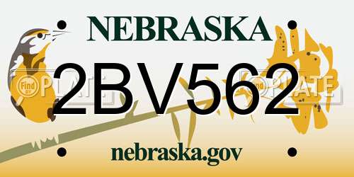 2BV562 Nebraska License Plate