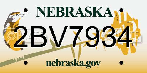 2BV7934 Nebraska License Plate