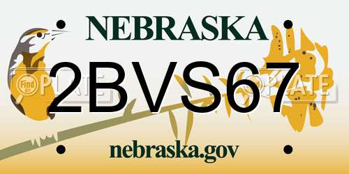 2BVS67 Nebraska License Plate