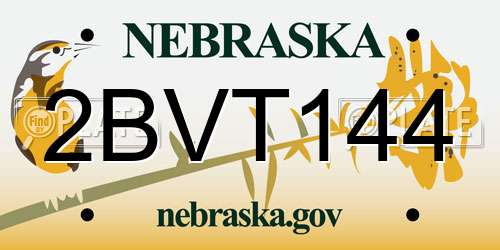 2BVT144 Nebraska License Plate