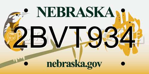2BVT934 Nebraska License Plate