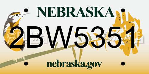 2BW5351 Nebraska License Plate