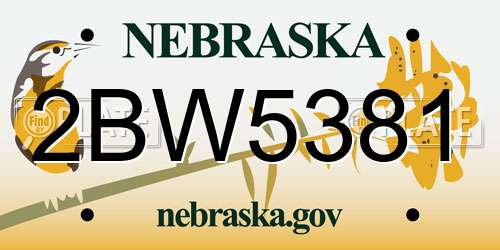 2BW5381 Nebraska License Plate