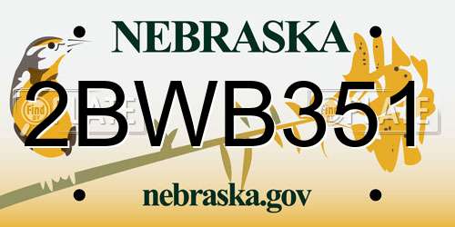 2BWB351 Nebraska License Plate