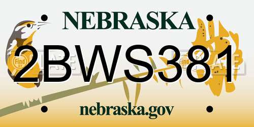 2BWS381 Nebraska License Plate